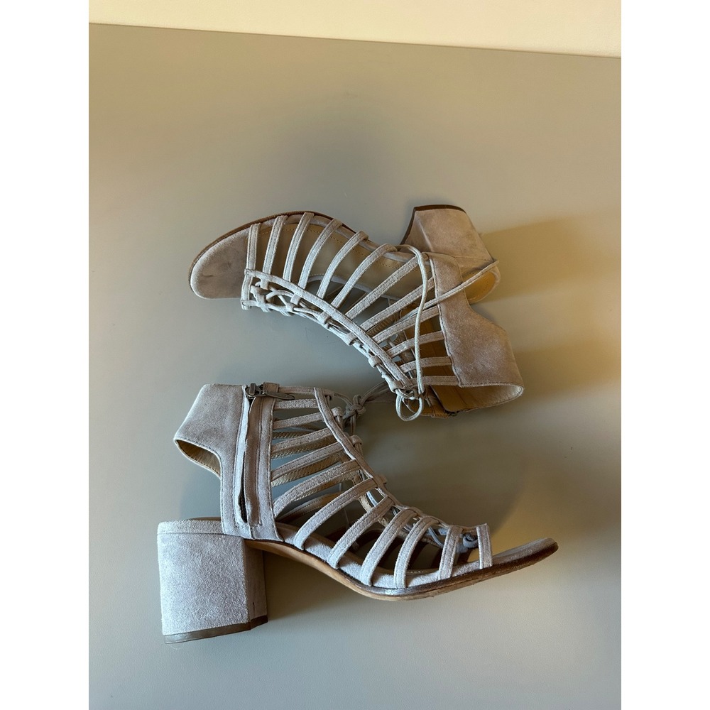 Pour La Victoire Suede Gladiator Block Heel Sandals | Size 8